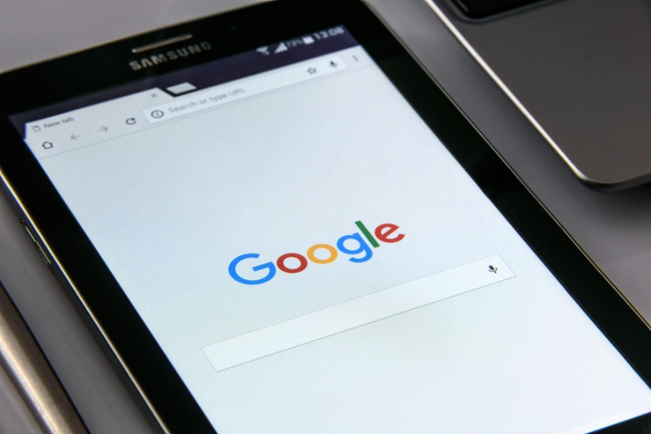 tablet with google homepage