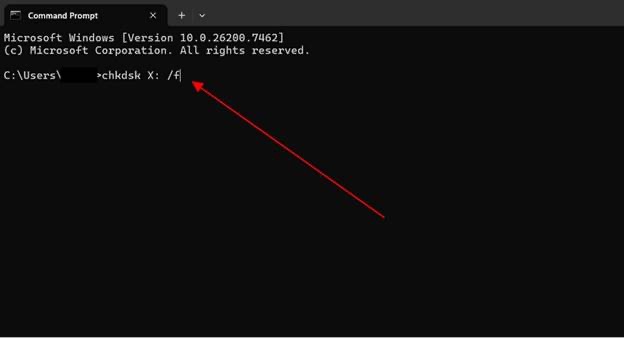 use chkdsk for file system check