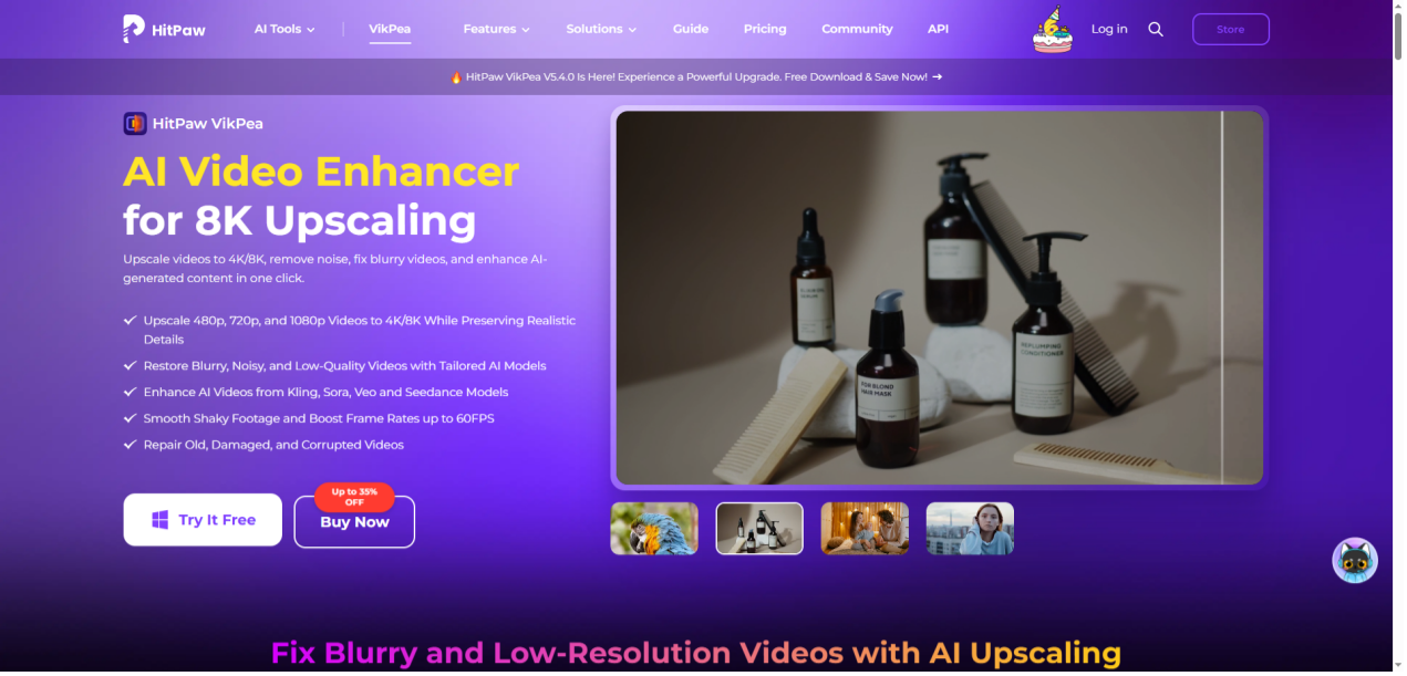 Download and install HitPaw VikPea AI video enhancer on a computer