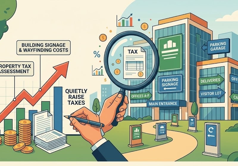 How Building Signage and Wayfinding Costs Quietly Raise Your Property Tax Assessment